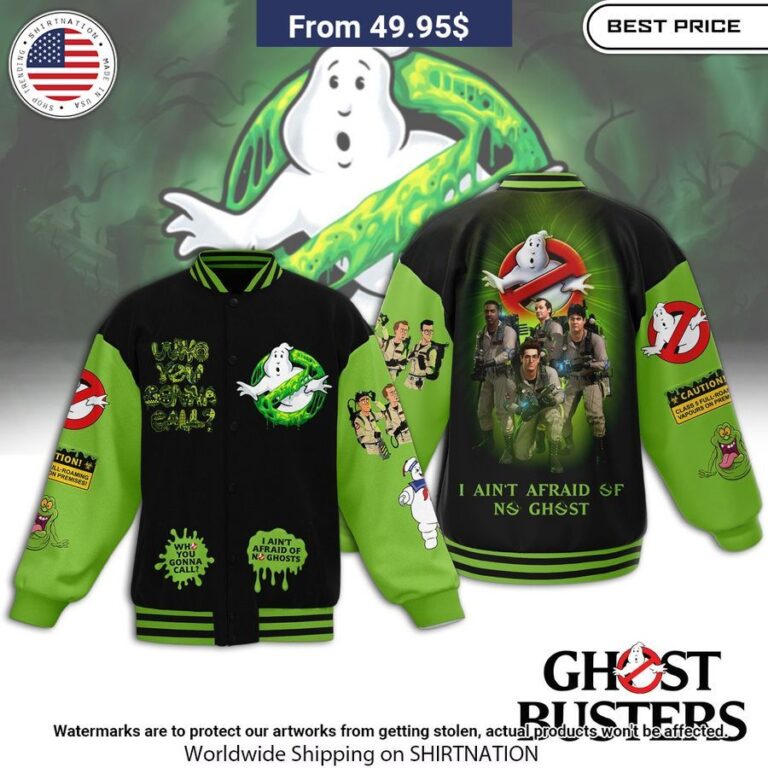 Ghostbusters Who You Gonna Call Baseball Jacket Nice photo dude