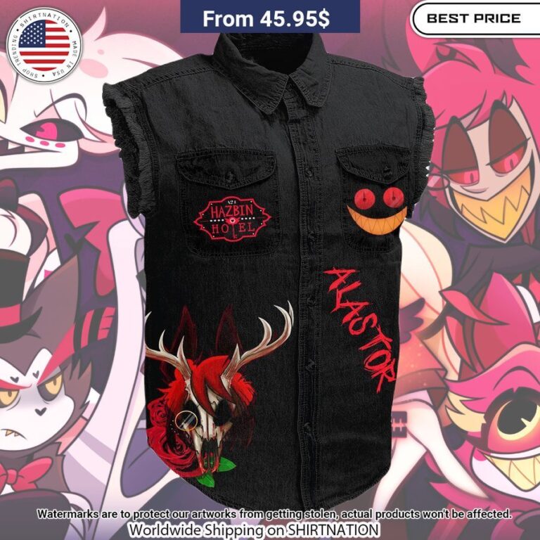 Hazbin Hotel Alastor Sleeveless Denim jacket Generous look