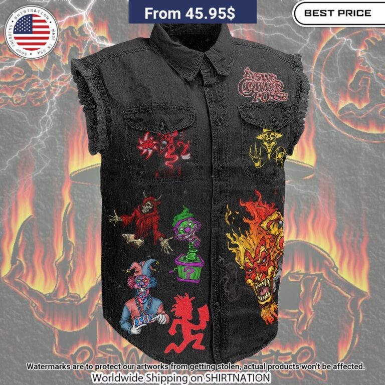 insane clown posse band sleeveless denim jacket 1