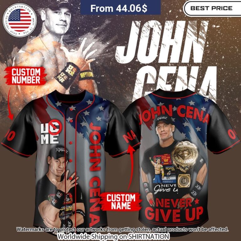 john cena never give up custom baseball jersey 1