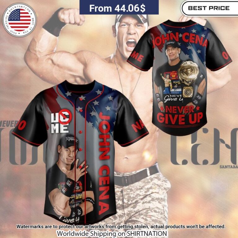 John Cena Never Give Up Custom baseball Jersey Selfie expert