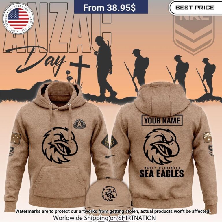 Manly Warringah Sea Eagles Anzac Round Custom Hoodie 1