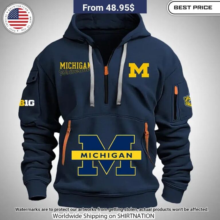 Michigan Wolverines Half Zip Heavy Hoodie My Friends!