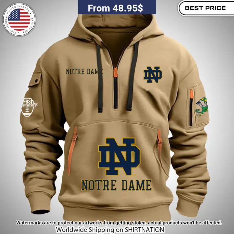 Notre Dame Fighting Irish Half Zip Heavy Hoodie You Look Lazy