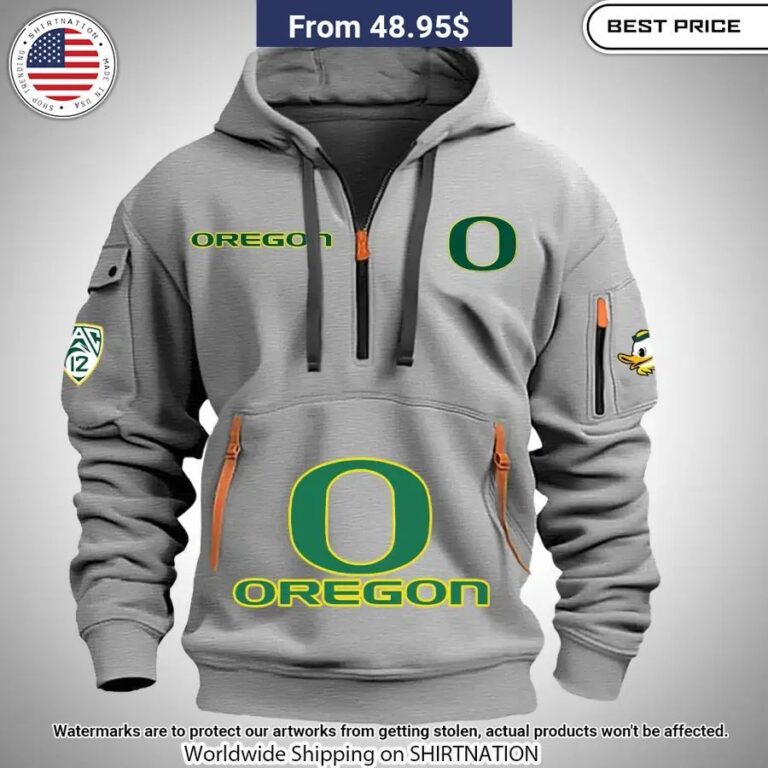 Oregon Ducks Half Zip Heavy Hoodie Out Of The World