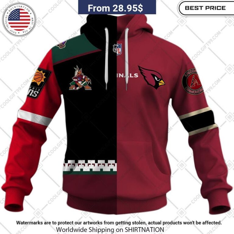 personalized arizona coyotes x arizona cardinals x arizona diamondbacks x phoenix suns hoodie 2