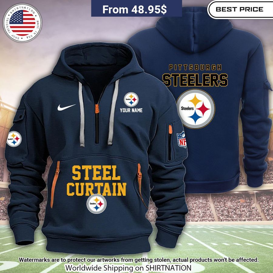 Pittsburgh Steelers Half Zip heavy hoodie Nice photo dude