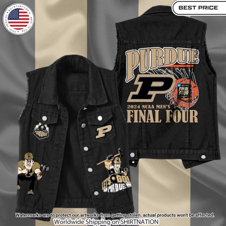 purdue boilermakers 2024 ncaa final tour sleeveless denim jacket 1