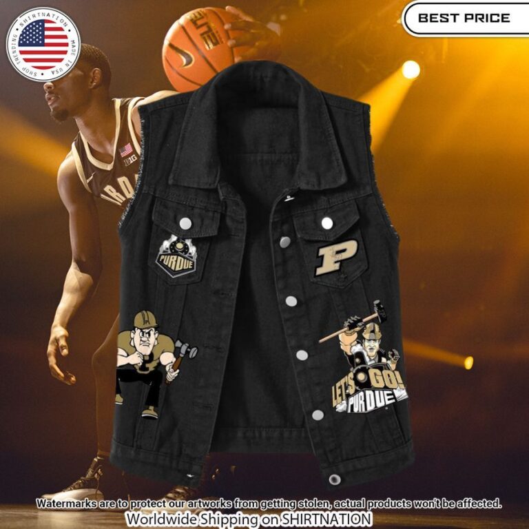 purdue boilermakers 2024 ncaa final tour sleeveless denim jacket 2