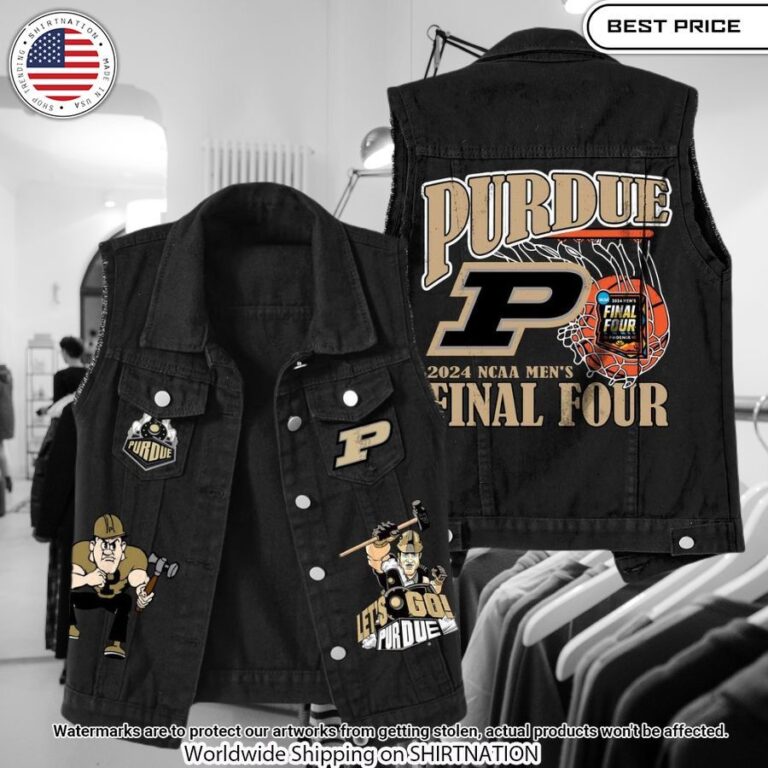 purdue boilermakers 2024 ncaa final tour sleeveless denim jacket 4