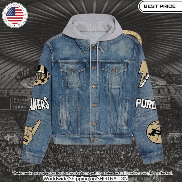 purdue boilermakers boiler up hooded denim jacket 2