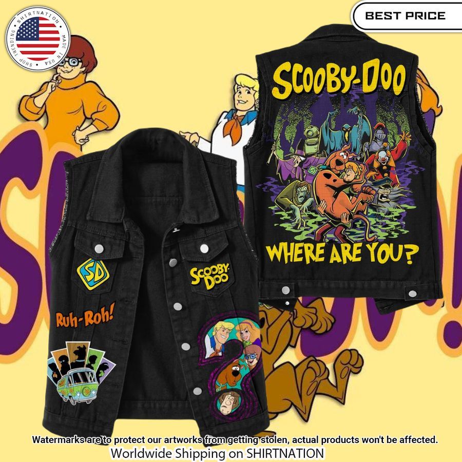 Scooby Doo Ruh Roh Sleeveless Denim Jacket Amazing Pic