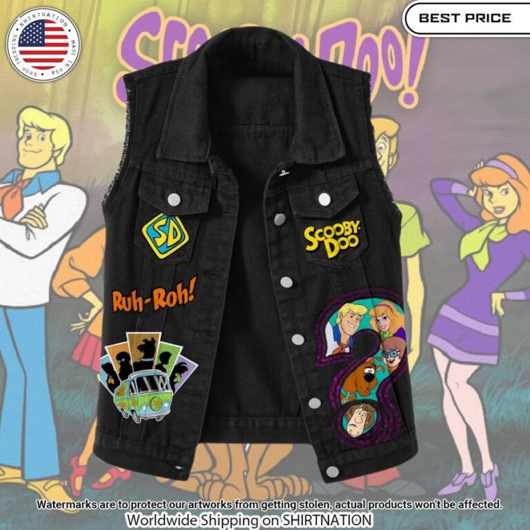 Scooby Doo Ruh Roh Sleeveless Denim Jacket Beautiful Mom, beautiful daughter