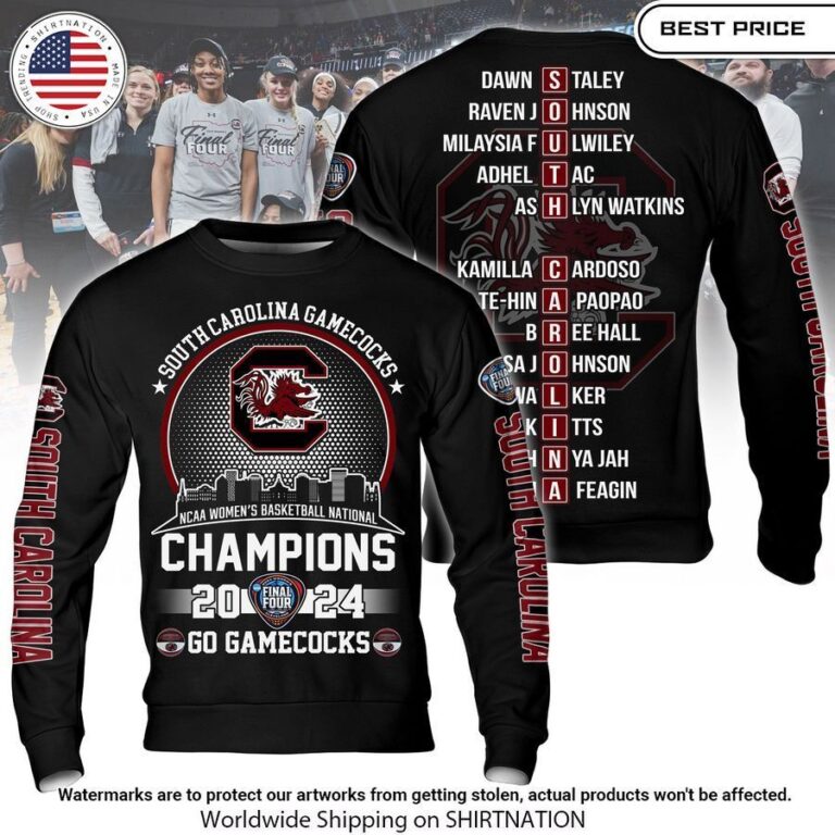 south carolina gamecocks champions ncaa womens basketball 2024 shirt 2