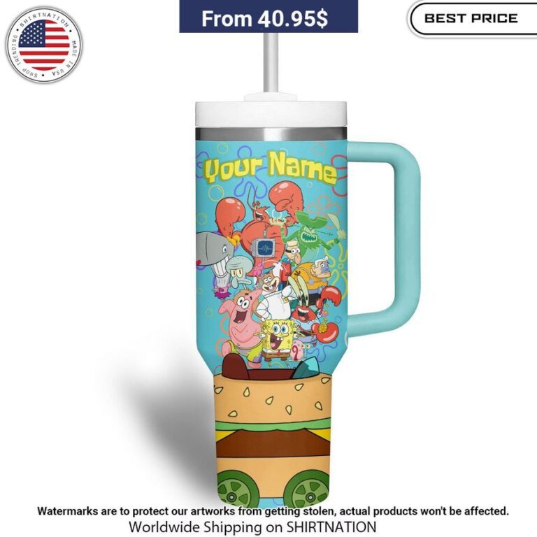 SpongeBob Custom Name Tumbler Your face is glowing like a red rose