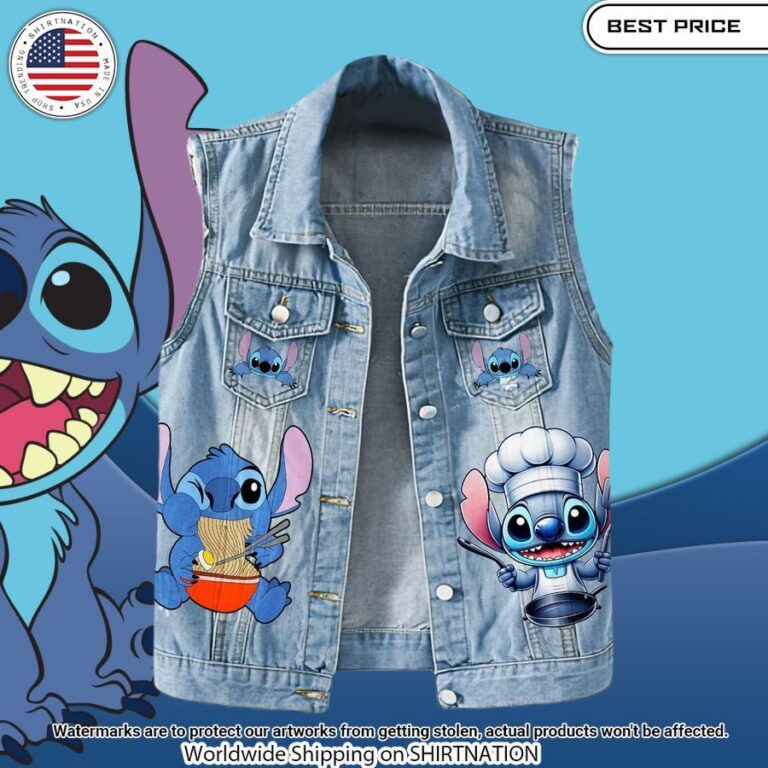 stitch im just here for the food sleeveless denim jacket 2