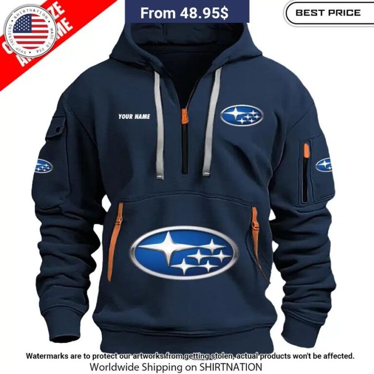 Subaru Custom Half Zip Heavy Hoodie Amazing Pic