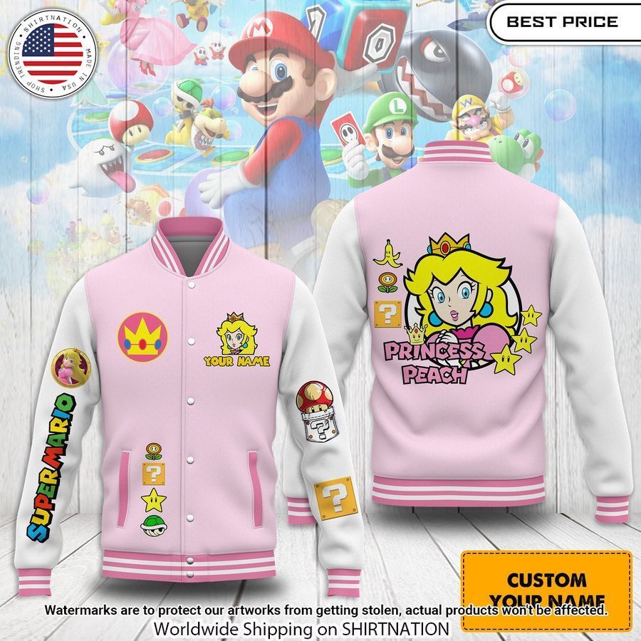 Super Mario Custom Name Baseball jacket Super sober