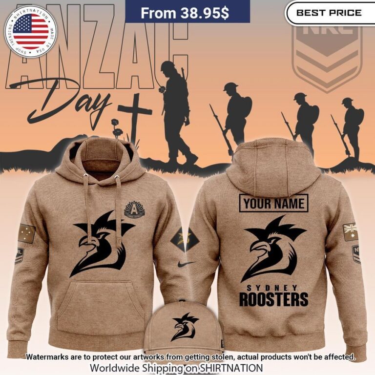 Sydney Roosters Anzac Round Custom Hoodie Radiant And Glowing Pic Dear