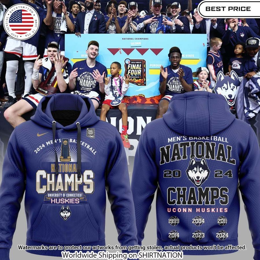 UConn Huskies men's basketball Champions Hoodie Radiant and glowing Pic dear