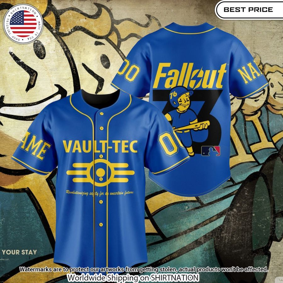 Vault Tec Fallout Custom Baseball Jersey Nice shot bro