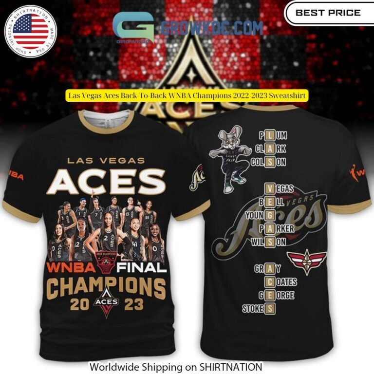 Aces High! Commemorate the Las Vegas Aces' historic back to back championships with this cozy sweatshirt