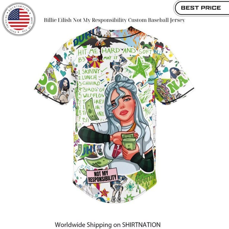 Billie Eilish Not My Responsibility Custom Baseball Jersey Good click