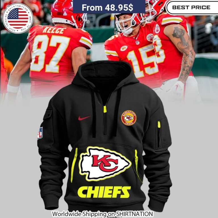 Kansas City Chiefs 2024 Black Half Zip Hoodie Selfie expert