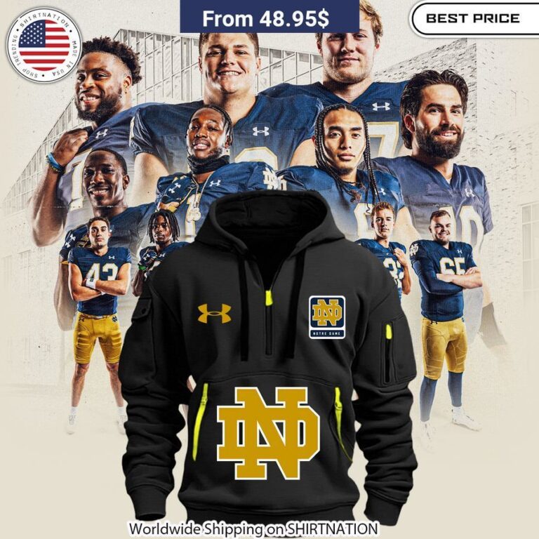 notre dame fighting irish 2024 black half zip hoodie 1