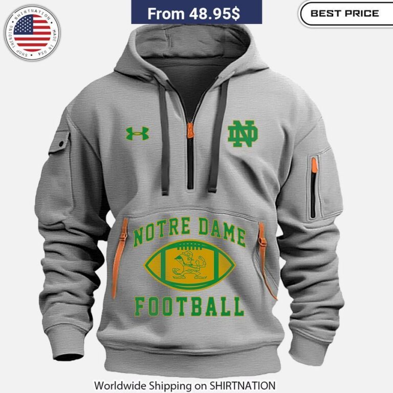 notre dame fighting irish marcus freeman half zip hoodie 2