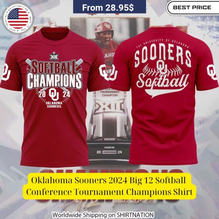 oklahoma sooners 2024 big 12 softball conference tournament champions shirt 1