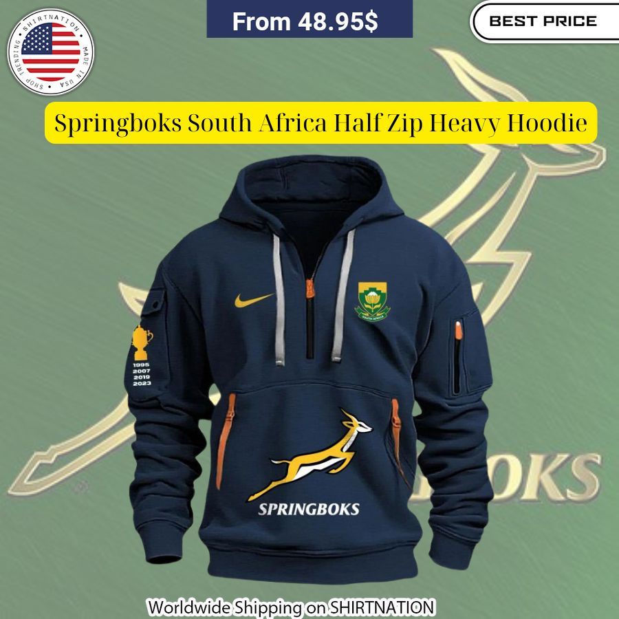 Springboks South Africa Half Zip Heavy Hoodie Gang of rockstars