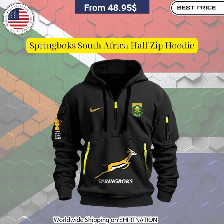 Springboks South Africa Half Zip Hoodie Stunning