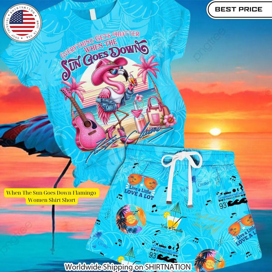 When The Sun Goes Down Flamingo Women Shirt Short You look fresh in nature