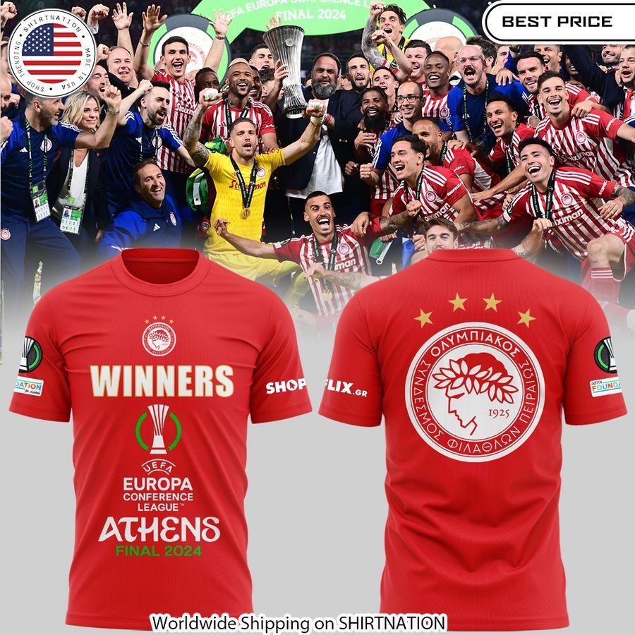Olympiakos Winner 2024 UEFA Europa Conference League Shirt Handsome as usual