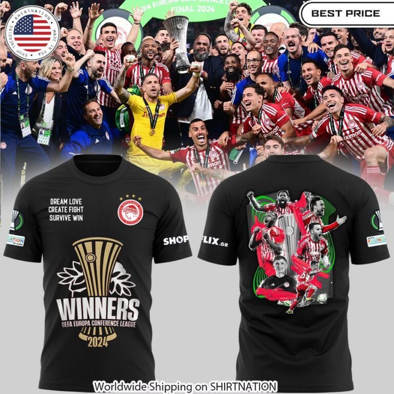 winner 2024 uefa europa conference league olympiakos shirt 2