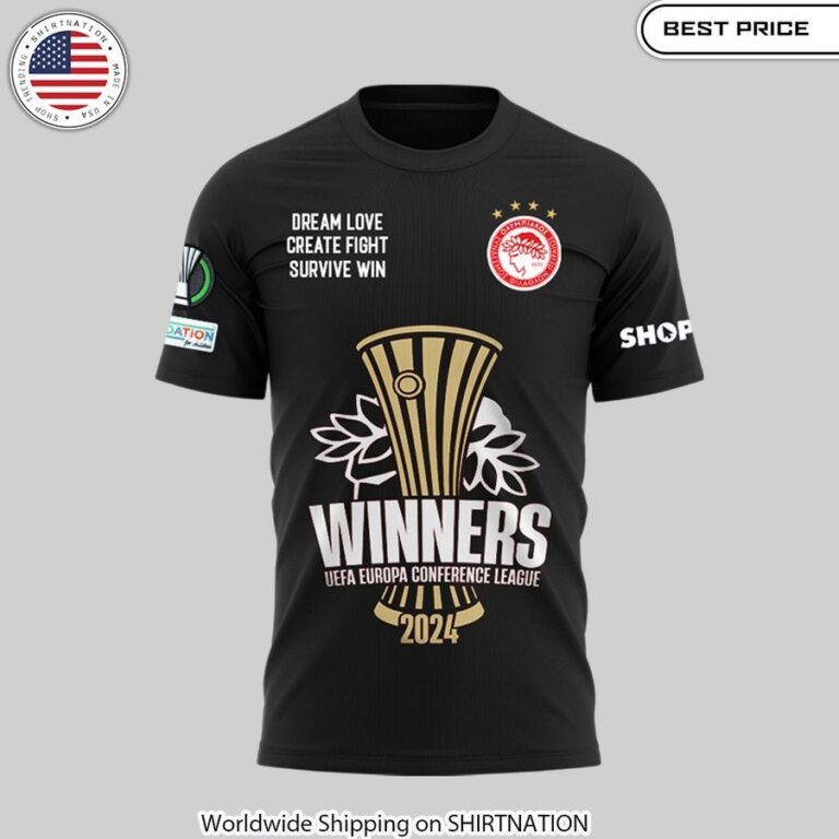 Winner 2024 UEFA Europa Conference League Olympiakos Shirt Nice Pic