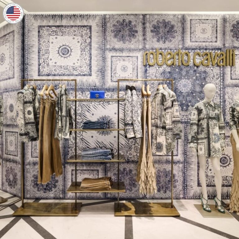 The Roberto Cavalli pop up at Selfridges showcases the brand's Spring Summer 2024 collection, featuring bold prints and contemporary designs