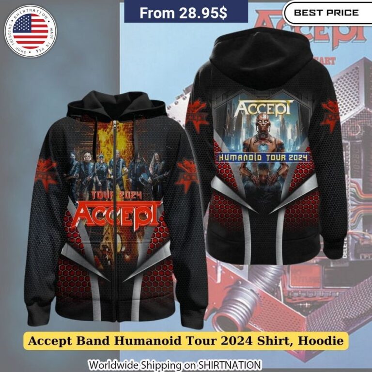 Stay warm at concerts with the Arctic Velvet-lined Accept Humanoid Tour Hoodie