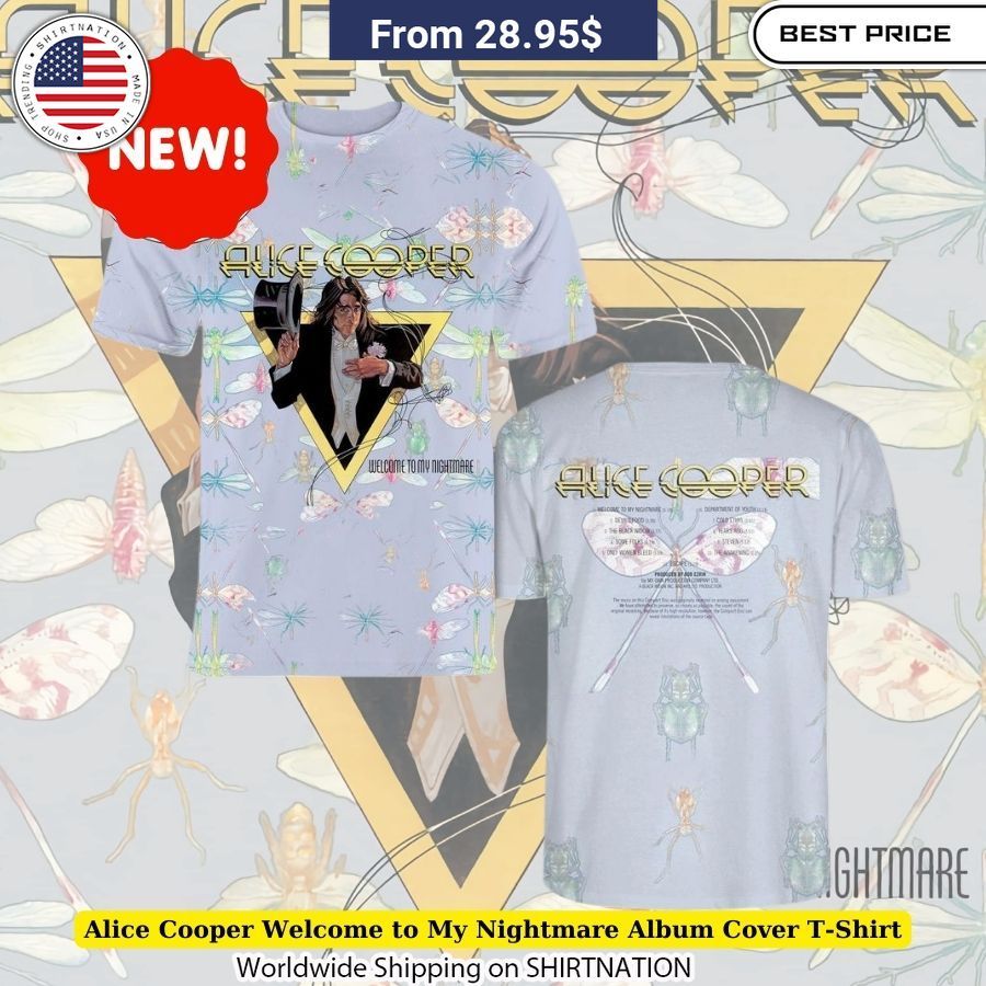 Alice Cooper Welcome to My Nightmare Album Cover T-Shirt Dye-sublimation printed apparel