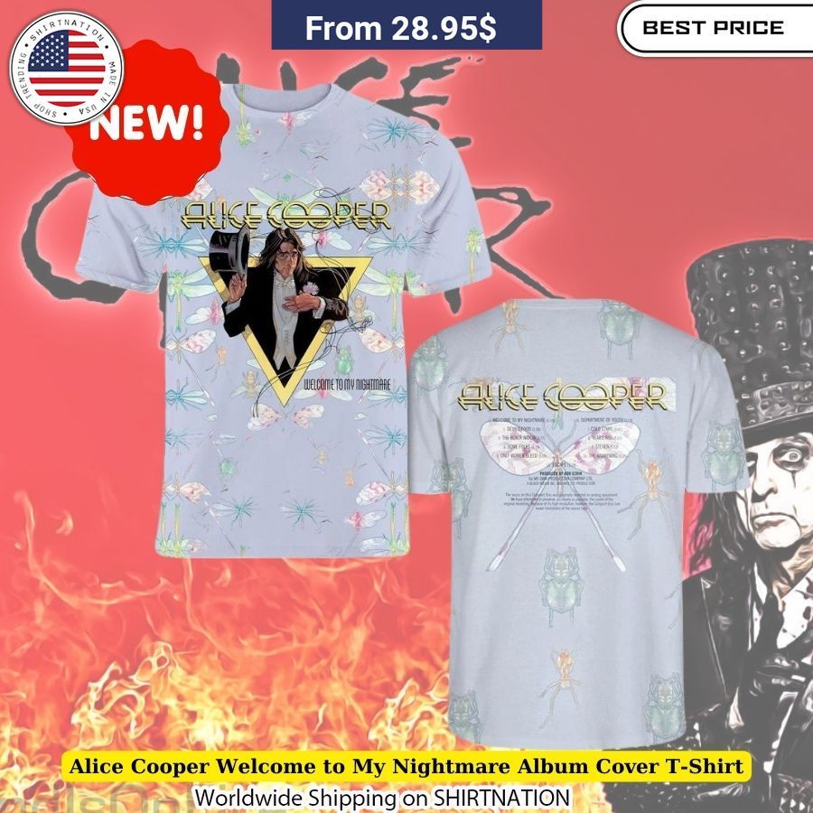 Alice Cooper Welcome to My Nightmare Album Cover T-Shirt Vintage rock fashion