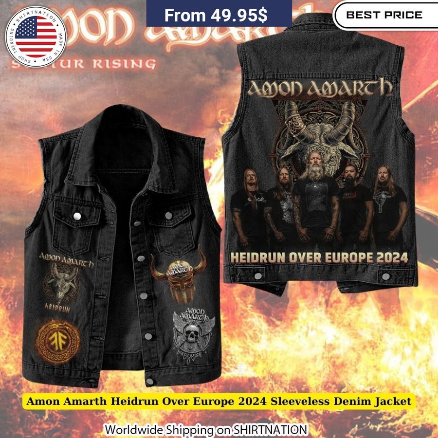 Amon Amarth Heidrun Over Europe 2024 Sleeveless Denim Jacket Unforgettable