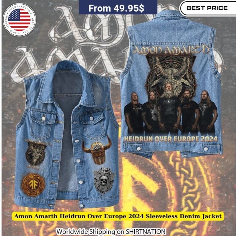 Amon Amarth Heidrun Over Europe 2024 Sleeveless Denim Jacket Commemorative