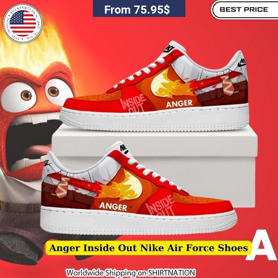 Anger Inside Out Nike Air Force Shoes Comfortable Pixar Fan Collector's Item