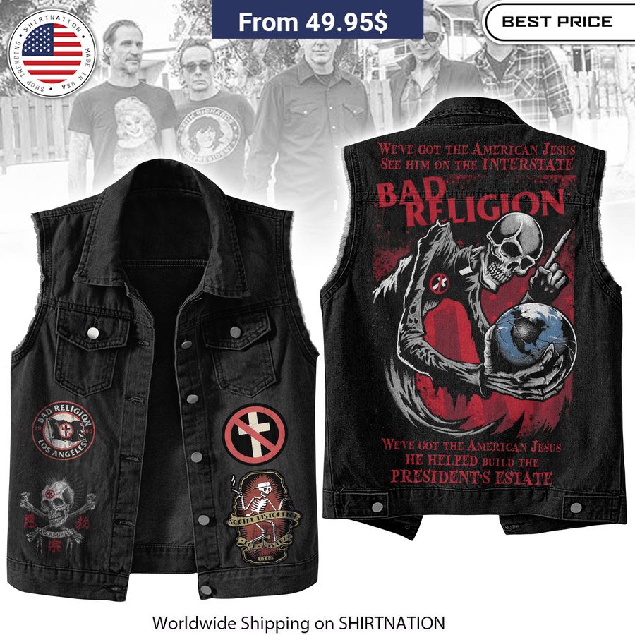 Bad Religion Sleeveless Denim Jacket - Edgy Punk Rock Vest for Fans