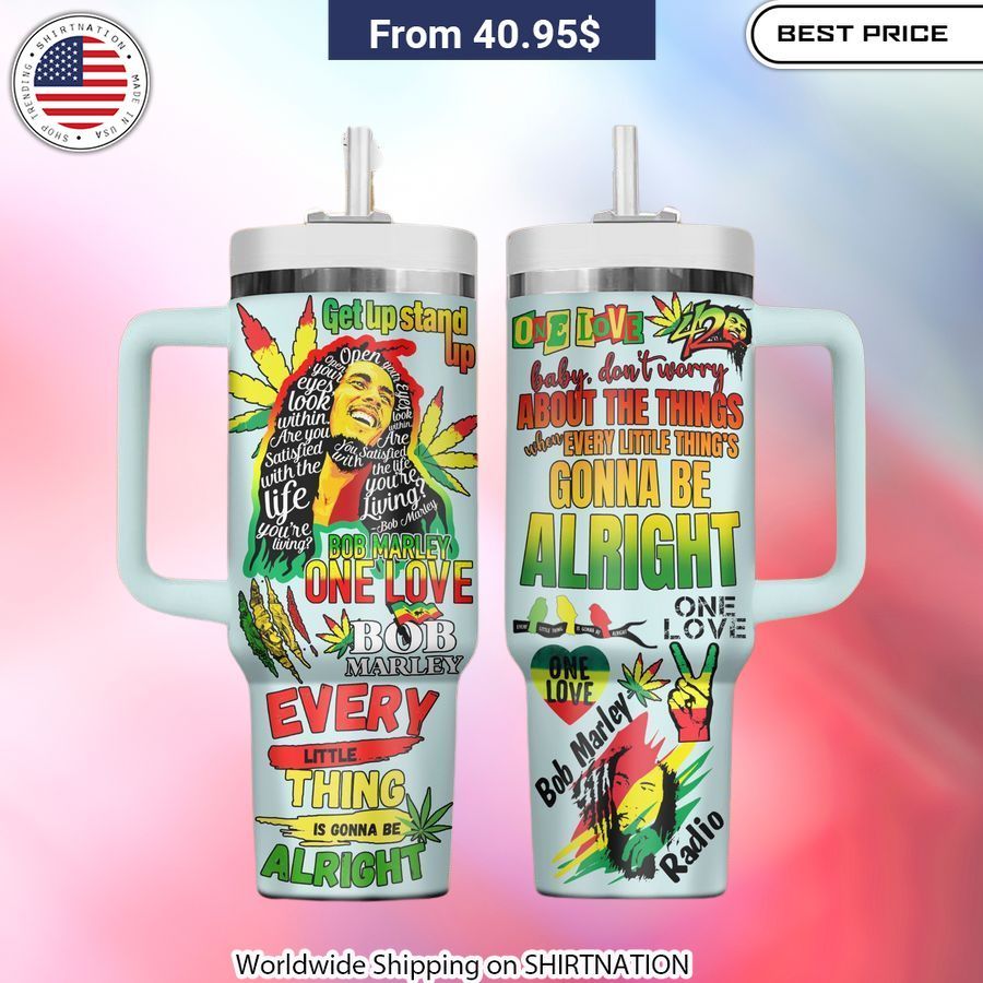 Reggae-inspired Bob Marley Get Up Stand Up Stanley Tumbler with Straw