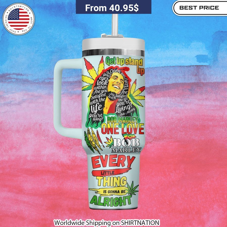 High-quality Bob Marley Get Up Stand Up Stanley Tumbler with Straw