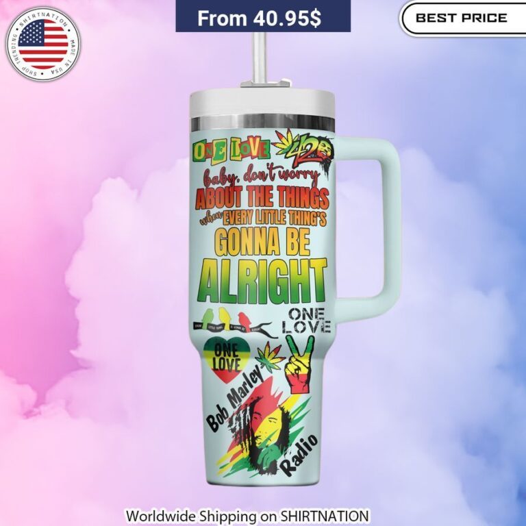 Iconic Bob Marley Get Up Stand Up Stanley Tumbler with Straw for music lovers