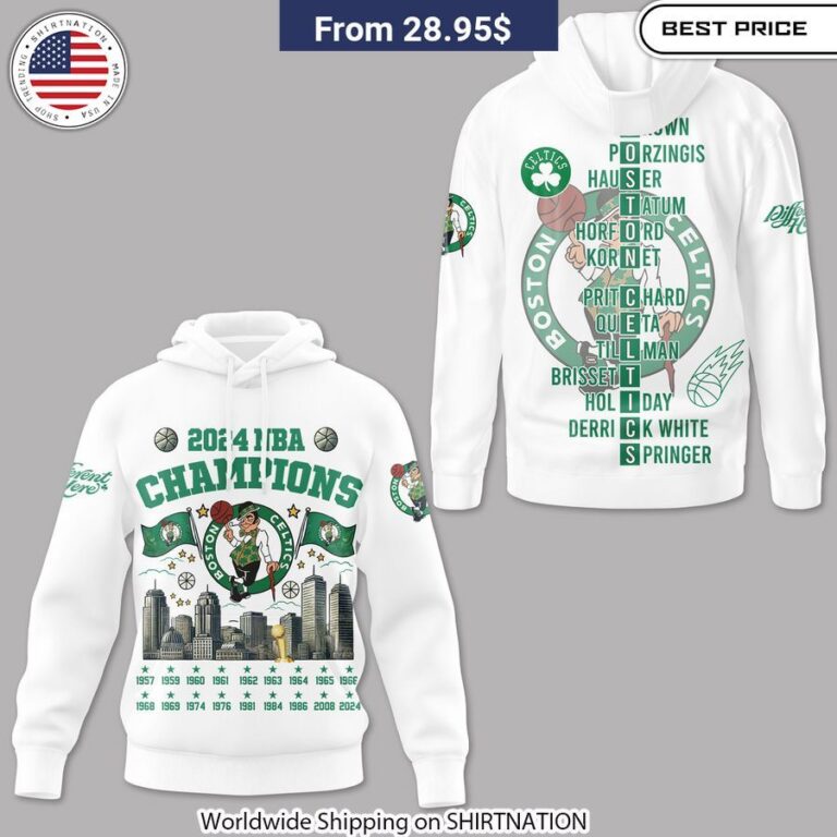 Show your Celtics pride in this cozy 2024 NBA Champions hoodie