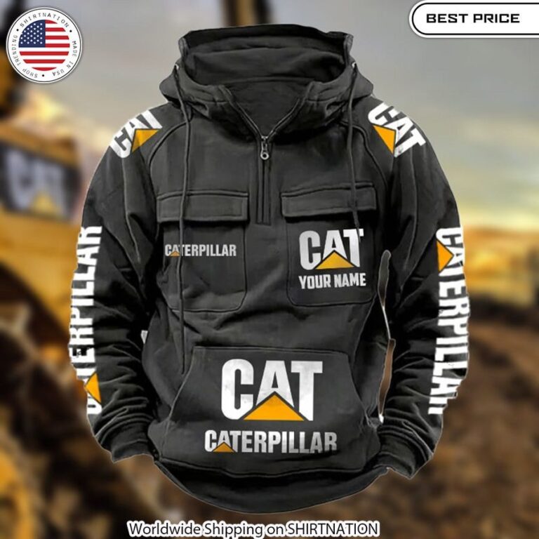 Caterpillar CUSTOM Half Zip Heavy Hoodie Premium and Vintage